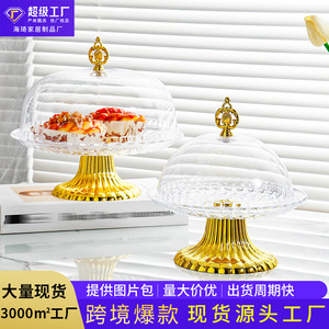 Plateau à gâteau rond en plastique avec couvercle, présentoir à desserts pour fêtes et usage domestique, 2 pièces - Product Image 5