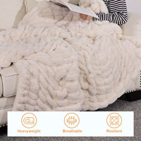 Plaid en fausse fourrure de luxe toutes saisons, couleur unie, haute capacité de rétention de chaleur, taille standard