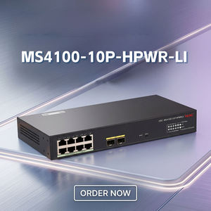 สวิตช์เครือข่ายรักษาความปลอดภัย CCTV H3C MS4100-10P-HPWR-LI 10 พอร์ต 8 กิกะบิต PoE+ 2 SFP อัปลิงค์ - Product Image 1