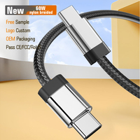 Neuerscheinung 3ft 1M 48 Nylon Geflochtenes USB-C 60W 3A Schnellladekabel mit ABS-Gehäuse für Kamera