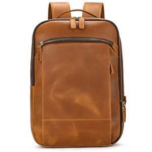 Sac à dos vintage en cuir véritable pour homme, grande capacité, avec grands compartiments, fermeture éclair personnalisée - Product Image 4
