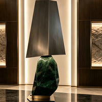 Lampe de table en marbre vert avec abat-jour en métal, lampe de bureau LED pour hôtel, chambre à coucher, salon, éclairage d'intérieur