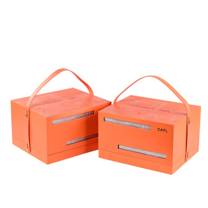 Boîte cadeau orange pour communications optiques, en carton ondulé, avec couvercle à rabat et poignée, pour l'emballage de gâteaux de lune - Product Image 4