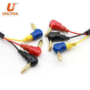 Tùy chỉnh thực hiện 4mm góc chuối cắm 90 độ khuỷu tay âm thanh cắm đồng mạ vàng kết nối dây L loại loa Jack kết nối - Product Image 3