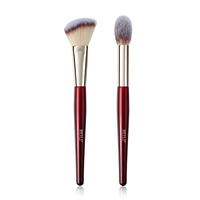 Set de 2 pinceaux cosmétiques pour le contour du visage, poudre et blushing, poils synthétiques de haute qualité, tube d'or, pinceau de mise en évidence de marque privée