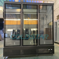 Réfrigérateur vitrine à double température à refroidissement direct à 3 portes avec portes en verre, machine à crème glacée