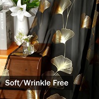Rideaux Salon Modernes Luxe Feuille d'Or Imprimée Voile Transparent Œillets pour Fenêtre Panneaux de Drapé pour Salon