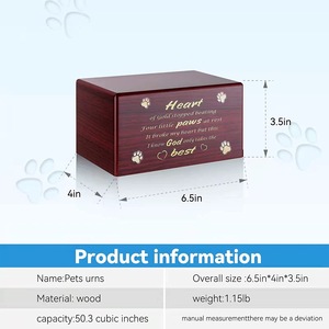 Urnas Personalizadas Ecológicas para Cinzas de Cães Urna de Madeira com Porta-Retrato Urna para Cinzas de Animais de Estimação - Product Image 5