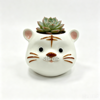 OEM ODM Nouveau Pot à Succulentes en Céramique 3D Créatif Chien Chat Mignon, Pot de Fleurs en Porcelaine Personnalisé Motif Animal Dessin Animé pour Bureau
