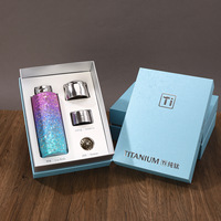 Ensemble de bouteilles isothermes en titane pur avec infuseur à thé, couvercle magnétique, tasse à thé chaude en titane, ensemble de flacons isothermes pour cadeau d'affaires