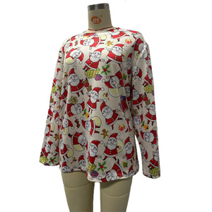 Nuovo 100% poliestere autunno sciolto donna Top donna natale maniche lunghe camicetta Casual lavorato a maglia donna Top - Product Image 4