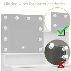 Vente en Gros Panneau Moderne En Bois Meubles <span class=keywords><strong>de</strong></span> Maison Maquillage Vanité Ampoules LED Commode Table Avec <span class=keywords><strong>Tabouret</strong></span>-Personnalisation <span class=keywords><strong>Amazon</strong></span> - Product Image 3