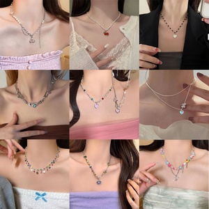 Collares de Cuentas Coloridos <span class=keywords><strong>y</strong></span> Brillantes Estilo Y2K para Mujeres <span class=keywords><strong>y</strong></span> Niñas, Collar con Colgante de Corazón <span class=keywords><strong>y</strong></span> Flor, Joyería de <span class=keywords><strong>Amistad</strong></span> - Product Image 2
