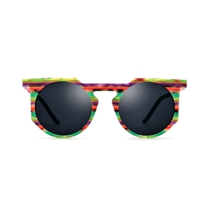 Lunettes de soleil rétro rondes à monture intégrale, monture multicolore, protection UV400, style décontracté unisexe pour adultes - Product Image 1