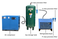 Compresseur d'air rotatif à vis sans huile à 2 étages basse pression extérieur 8 bars avec sécheur d'air 11 kW
