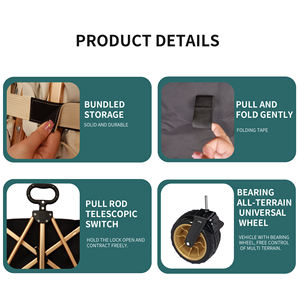 Chariot à main pliable, cadre en acier léger et portable, durable, facile à ranger, voyage en plein air, pique-nique, pêche, shopping - Product Image 5