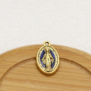 Colgante de aleación vintage de la Virgen María de 46*25mm, talla grande, medalla milagrosa azul plateada, accesorios religiosos católicos. - Product Image 5