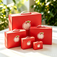Boîte cadeau de fruits personnalisée pour Noël, rouge avec poignée, robuste et durable, très vendue