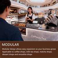Ensemble de comptoirs à café modulaires personnalisés avec écran LED, comptoir de bar moderne pour café, restaurant, boulangerie