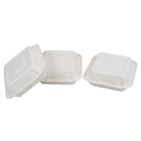 Vente en gros de 8x8 pouces conteneur compostable à clapet jetable de qualité alimentaire personnalisé boîte à lunch en bagasse conteneur alimentaire à clapet