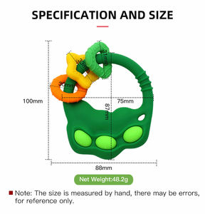 <span class=keywords><strong>Anneau</strong></span> de <span class=keywords><strong>dentition</strong></span> sensoriel à mâcher en silicone de qualité alimentaire pour bébés de 0 à 24 mois, jouet de style dessin animé - Product Image 3