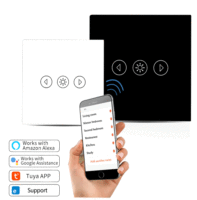 Interrupteur mural intelligent Wi-Fi étanche avec écran tactile et variateur d'intensité pour éclairage LED filaire, compatible normes UE/Royaume-Uni