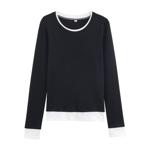 PB&amp;ZA Women's Winter 2025 Casual <strong>Joker</strong> Fashion Double Layer Contrast Color Polyester <strong>T</strong>-<strong>Shirt</strong> 3641628 - Product Image 3