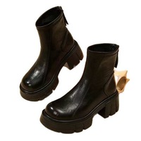 Nouvelles bottes Chelsea à plateforme en cuir souple pour femmes, automne-hiver 2026, style talon haut, bottes courtes à cheville surélevées