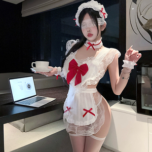 Lingerie da Cameriera Domestica Sognante, Costume da Cosplay da Servitrice Pura e Serena, Uniforme Seducente con Volant per Donne - Product Image 5