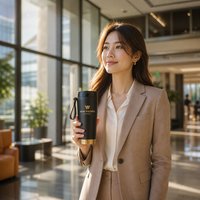 Gobelet isotherme en acier inoxydable de haute qualité, tasse de voyage portable avec sangle de transport pour cadeaux d'entreprise