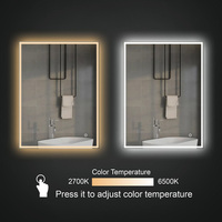 Miroir de salle de bain rectangulaire moderne à LED 3 couleurs, anti-buée, avec interrupteur tactile, prix direct usine