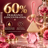 Désodorisant de voiture Rose Santal 8ml, flacon en verre facetté, bouchon en bois pyramidal, lot de 10 pièces, coffret cadeau pour hôtel, armoire, approvisionnement en gros