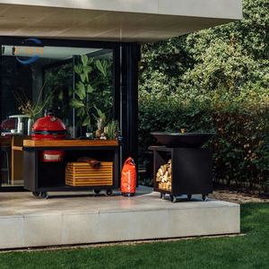 Foyer à <span class=keywords><strong>bois</strong></span> en acier au design classique avec finition noire, barbecue écologique <span class=keywords><strong>pour</strong></span> utilisation au sol et au mur - Product Image 4