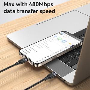 Câble de charge et de données USB-C / Type-C vers Type-C <span class=keywords><strong>Yesido</strong></span> CA190 60W 3A de bonne qualité 1,2 m Accessoires informatiques - Product Image 4