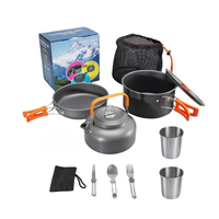 Batterie de cuisine de camping en aluminium Set d'ustensiles de cuisine légers Equipement et accessoires de camping durables pour les aventures en plein air