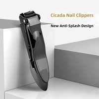 Ensemble de ciseaux et coupe-ongles portables pliables anti-éclaboussures en acier inoxydable pour manucure et pédicure, motif Cigale Dorée