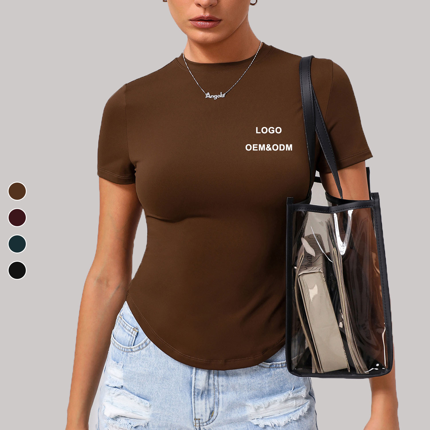 Short-Sleeved Yoga Top Double-Sided Brushed High Elastic Breathable Sports Fitness Top Running Fitness T-Shirt