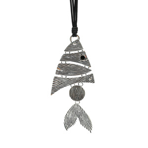 Vintage Fisch form lange schwarze Leder Halskette Anhänger für Frauen Gothic Schmuck - Product Image 3