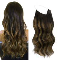 Extensions de cheveux Halo faciles à poser pour débutants, blondes, 100% cheveux humains européens, peuvent être installées sans colle