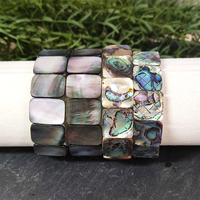 Bracelet jonc pour femme en coquillage blanc d'abalone perlé rectangulaire noir naturel de haute qualité, style classique tendance, vente chaude