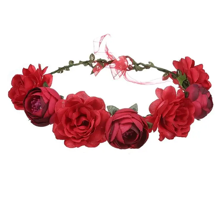 Bloem Meisjes Kroon Roos Bloem Halo Bruiloft Prop Vrouwen Bloemen Kroon Slinger Hoofdband Voor Bruid