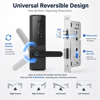 Serrure de porte intelligente Tuya avec poignée réglable et un seul trou de serrure, reconnaissance faciale 3D, alerte de faible consommation d'énergie, pour Airbnb