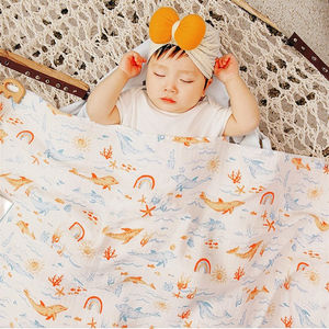 100% <span class=keywords><strong>luxe</strong></span> coton doux confortable léger unisexe réception berceau poussette couette couverture nouveau-né bébé Wrap Swaddle couverture - Product Image 3