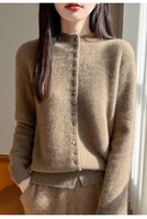 Maßgefertigter Rollkragen-Wollcardigan für Damen, Lässiger Winter-Modepullover