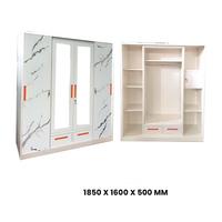 Armoire en acier à 3 portes, pliable, démontable, impression personnalisée, finition moderne éco-responsable avec revêtement en poudre, 2 tiroirs, meubles pour la maison