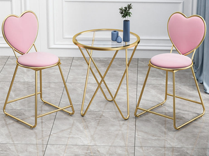 Taburete de tocador sencillo para dormitorio de niña con respaldo Love, silla popular en Instagram, elegante y lujosa para manicura. - Product Image 3