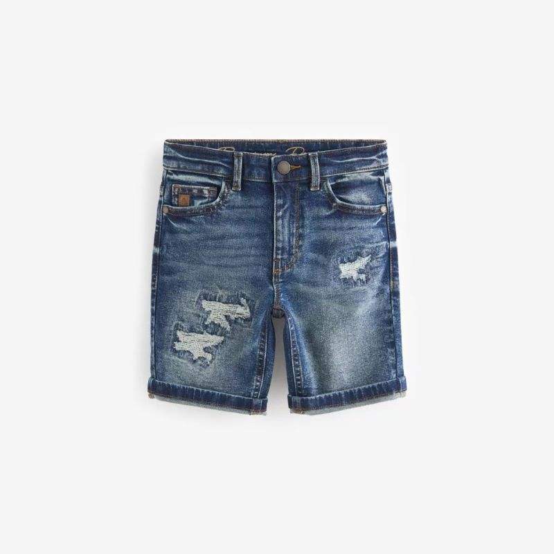 Boy Girl Denim Shorts Straight Style Regular Fit Jeans 0-13 Years Old  Distressed Wash Button Decoration Loose Skinny Slim Fit