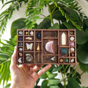 ゴシック魔女装身具箱ハロウィーンディスプレイキャビネット奇妙なオーガナイザー木製アート影収納ミニCurio棚 - Product Image 1