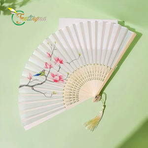 Fatingna Chinois Folk Art Soie Éventail Japonais Pliant Décorations Artisanat <span class=keywords><strong>Cadeau</strong></span> pour Mariage Peint Bambou Technique Ange pour la Danse - Product Image 1