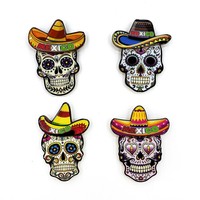 Cadeau touristique en bois MDF de Madrid personnalisable Aimant en bois écologique Art déco Crâne mexicain Souvenir pour réfrigérateur fait à la main Mexique